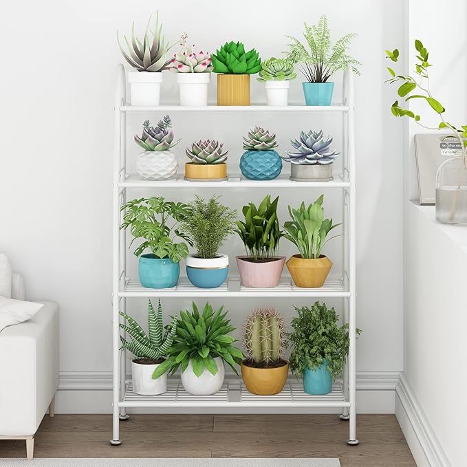 SORCEDAS Plant Stand Indoor Outdoor Plant Shelf 4 Tier Metal Corner Flower - Image 2