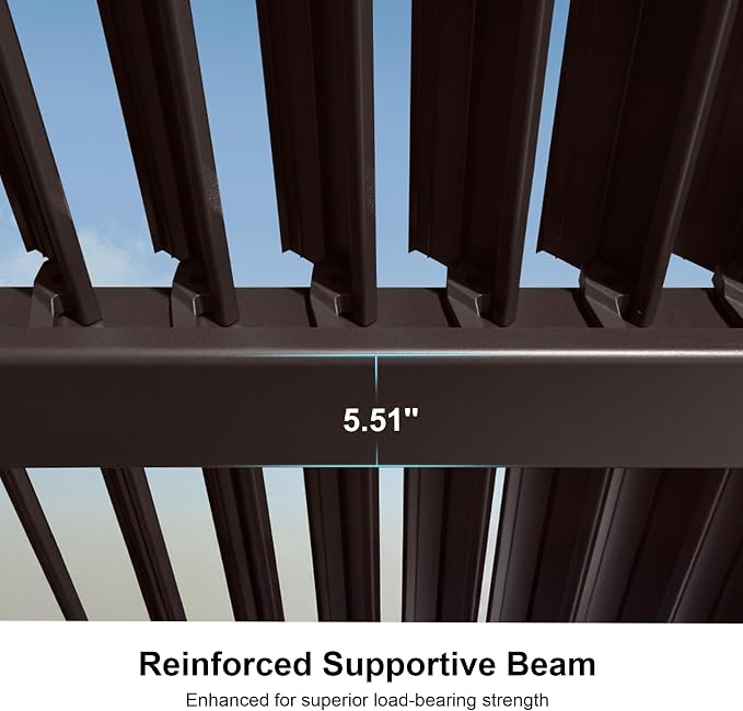 PURPLE LEAF 13' x 15' Louvered Pergola Outdoor Adjustable Louvre Shade Modern - Image 6