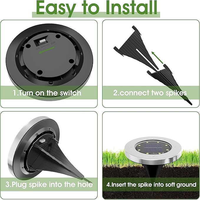 INCX Solar Lights for Outside, 4 Pack Solar Light Outdoor Waterproof, Garden - Image 5