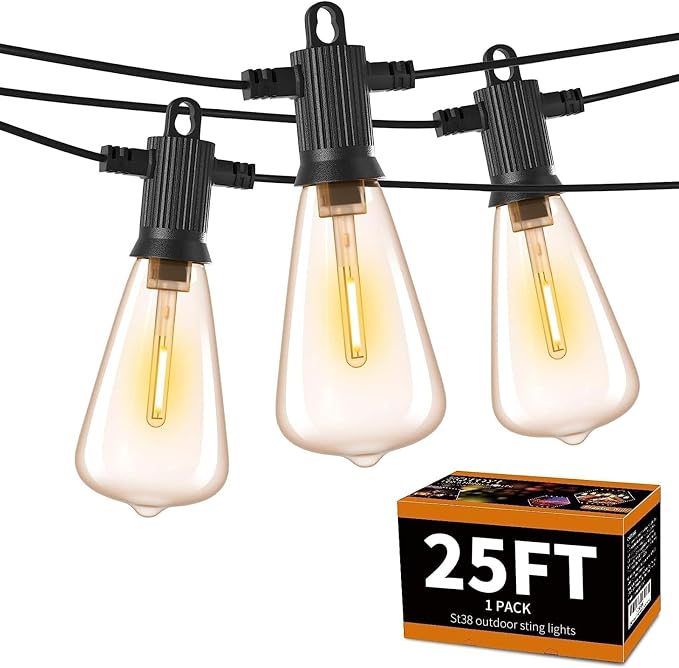 ZOTOYI Outdoor String Lights, 25 FT Bistro Lights by ZOTOYI