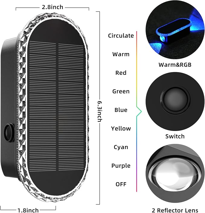 10 Pack Solar Fence Lights-RGBW Solar Powered Fence Wall Lights Waterproof - Image 7