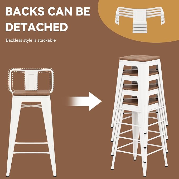 Yongchuang 26 inch Bar Stools Set of 2 Kitchen Counter Height Chairs - Image 6