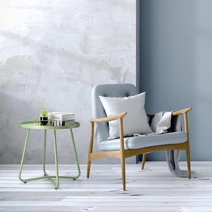 danpinera Outdoor Side Tables, Weather Resistant Steel Patio Small Round - Image 9