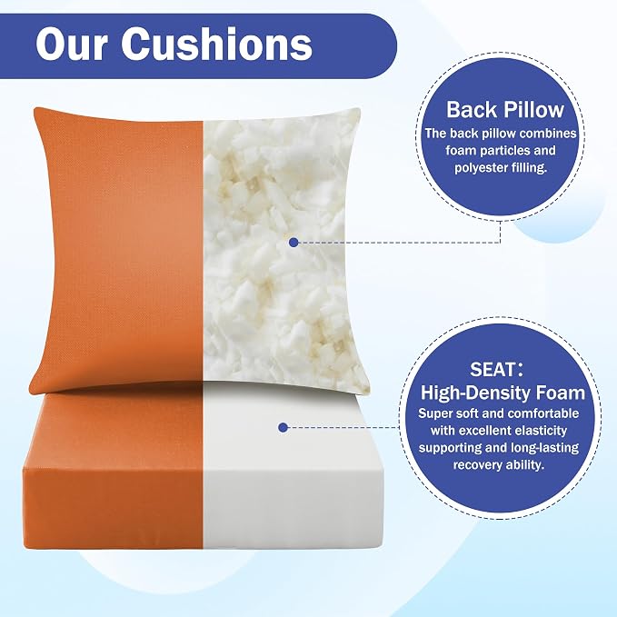 Outdoor Seat Cushion Set, Waterproof & Fade Resistant Patio Chair Cushions - Image 4
