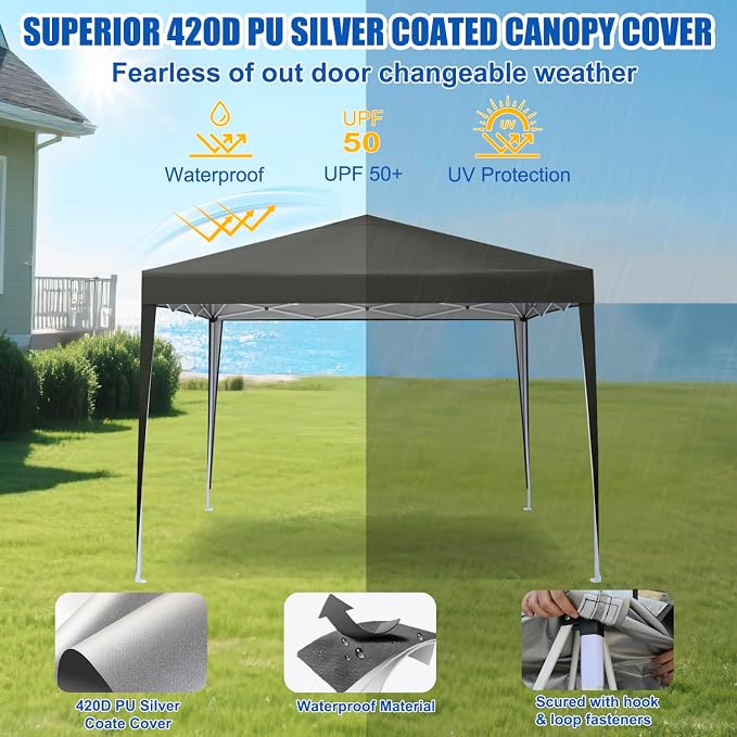Yesker 10x10 Pop Up Canopy Tent UPF 50+ Waterproof Outdoor Canopy Portable - Image 4