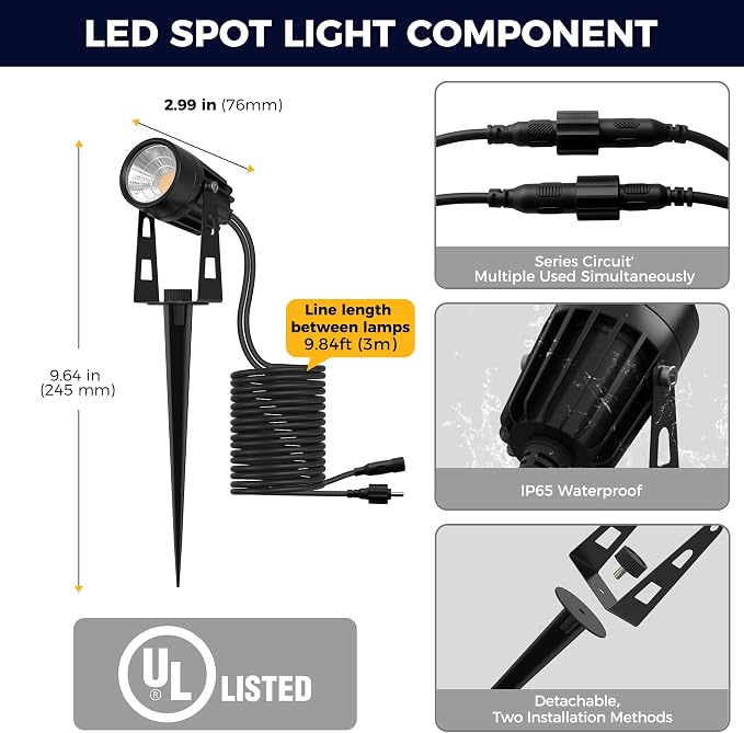 L LOHAS LED Dusk to Dawn Low Voltage Landscape Lighting, 3000K Warm White - Image 5
