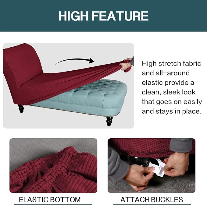 FantasDecor Chaise Lounge Cover Stretch Armless Chair Slipcover - Image 5