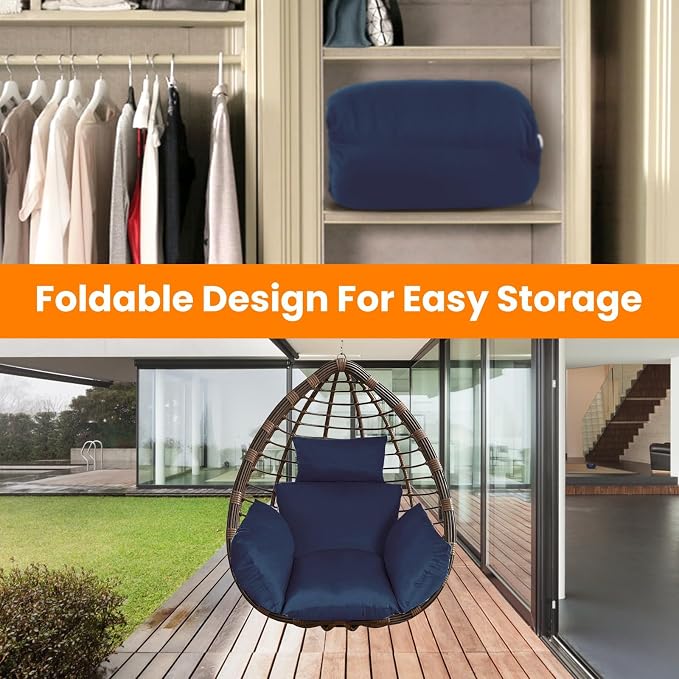 Egg Chair Cushion, Hanging Basket Hammock Seat Cushion, Thick Soft Egg Swing - Image 7