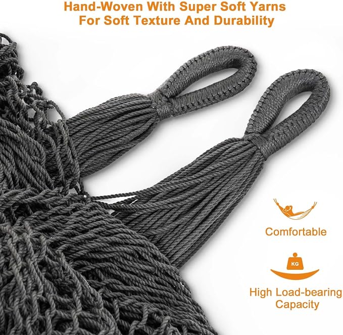 Lazy Daze Hammocks Handwoven Mayan Hammock, 10.5 FT Soft Rope Double Hammocks - Image 3
