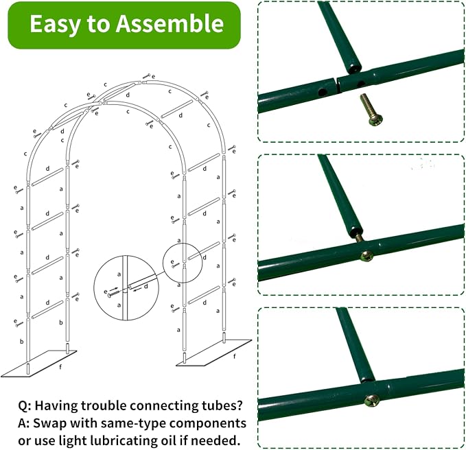 Thickened Tube GreenGiggle 100% Metal Heavy Duty Metal Garden Arch Trellis - Image 8