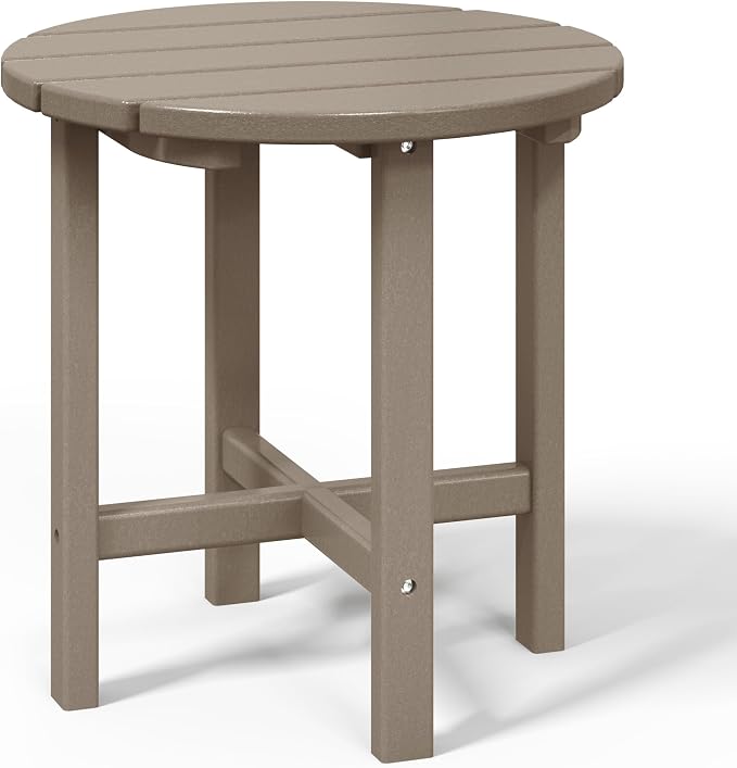 WestinTrends Dylan Adirondack Round Outdoor Side Table, Weathered Wood - Image 4