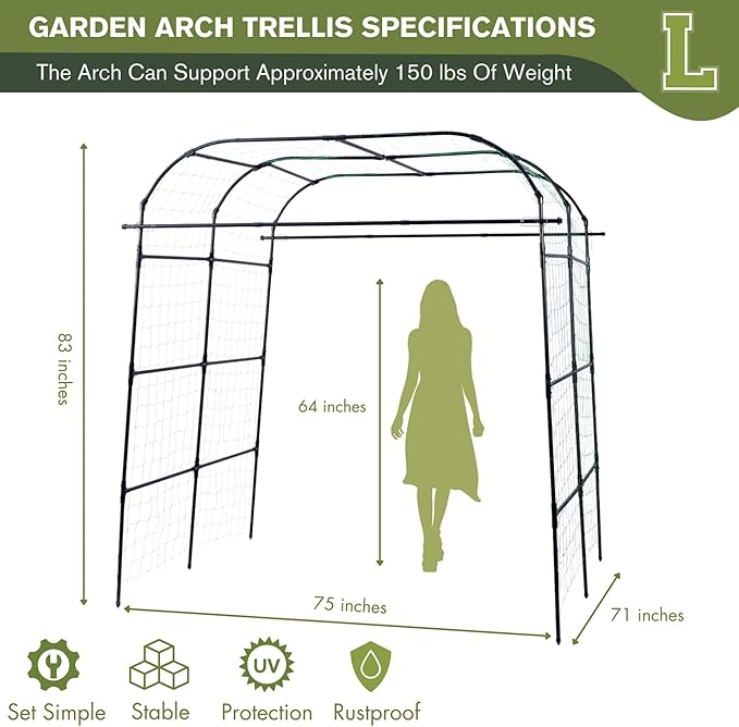 Wide Arch Trellis 7FT Extra Tall Garden Trellis Arch – Sturdy Plastic Coated - Image 3