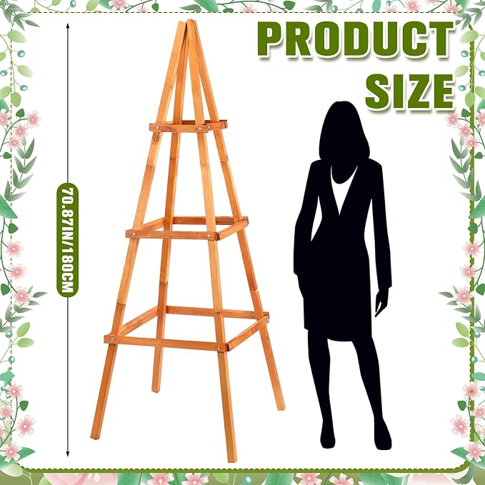 70.8in Tall Wooden Obelisk Trellis Outdoor Garden Trellises Easy Assembly - Image 2