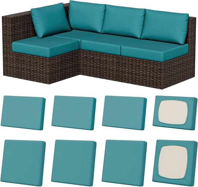 8Pcs Stretch Patio Cushion Covers, Outdoor Couch & Sofa Replacement Slipcovers by VORSHAPE