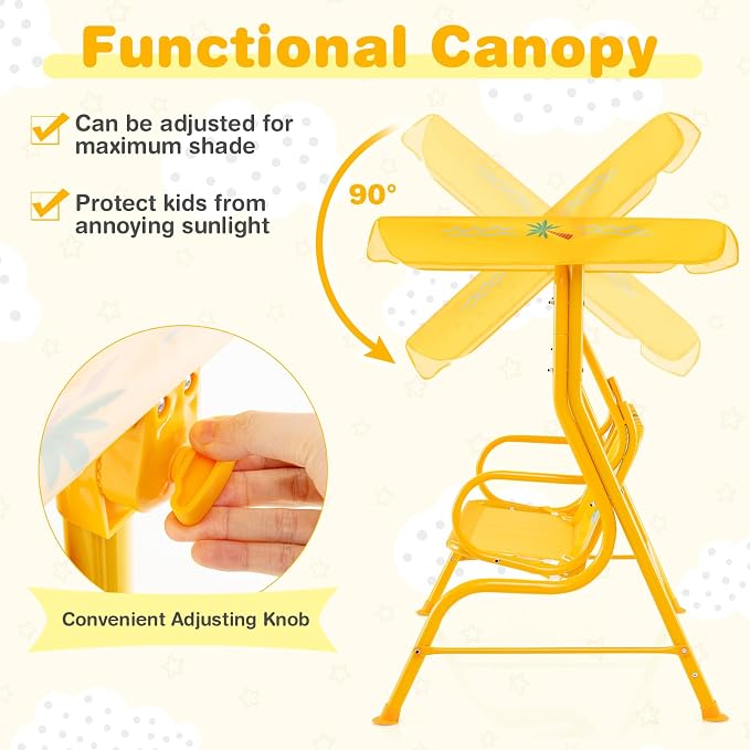 Costzon Kids Porch Swing, All-Weather Patio Swing Bench Hammock w/Adjustable - Image 2
