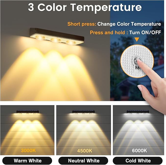 Solar Fence Lights Outdoor, Warm/Natural/Cool White, IP65 Waterproof, Fence - Image 2
