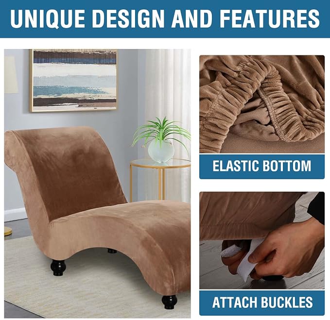 H.VERSAILTEX Chaise Lounge Cover Indoor Velvet Chaise Slipcover High Stretch - Image 4