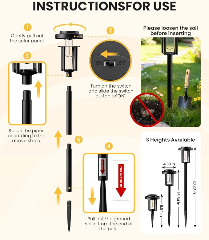GIGALUMI Solar Pathway Lights Outdoor, 8 Pack Waterproof IP65 Solar Powered - Image 6