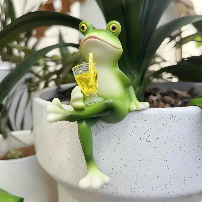 Miniature Frog Figurines Plant Decorations by Suqorinp