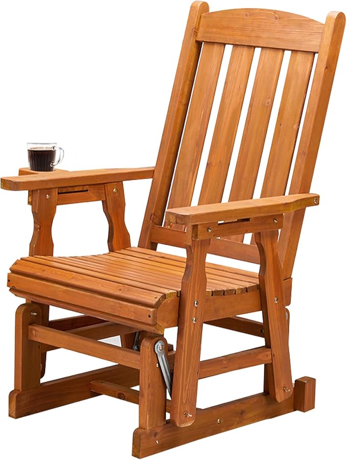 VINGLI Outdoor Glider Chair Wood Patio Glider by VINGLI