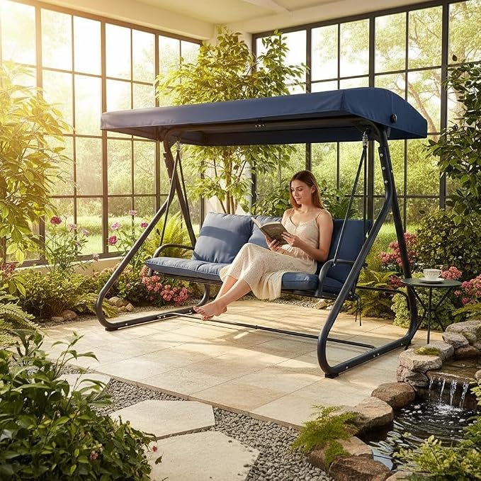 3-Seat Outdoor Convertible Swing Glider - Image 9