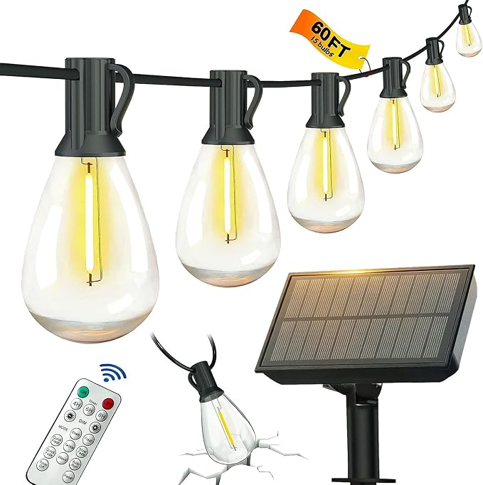 60FT Solar String Lights Outdoor Waterproof by Belllights