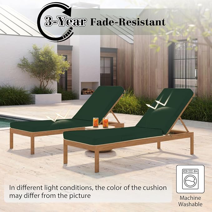 Chaise Lounge Cushions Outdoor, 4 Adjustable Ties Lounge Chair Cushions - Image 6
