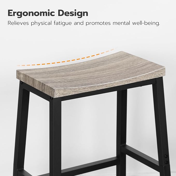 HOOBRO Bar Stools, 23.6 Inch Saddle Kitchen Counter Stools - Image 6