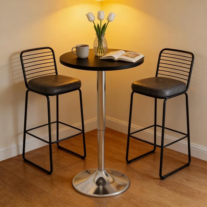ARTETHYS Bar Table Adjustable Height Swivel 360 Degrees Round Tall Cpunter - Image 3