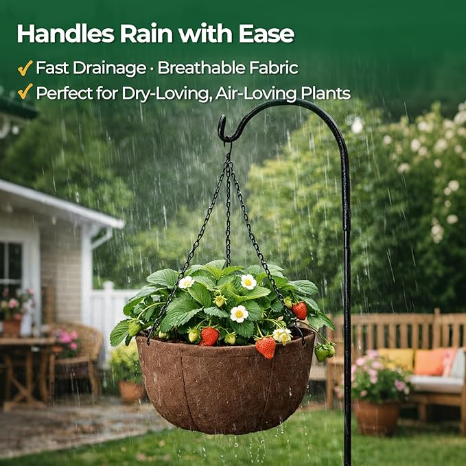 T4U Hanging Planters for Outdoor Plants, 10 Inch 6 Pack Fabric Hanging Baskets - Image 4