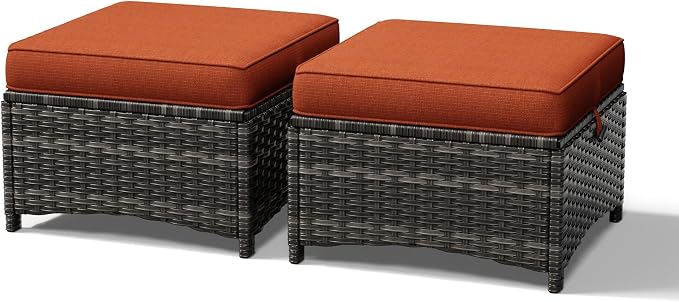 Joyside Outdoor Ottoman Set of 2, Patio Large Ottoman Foot Rest by Joyside