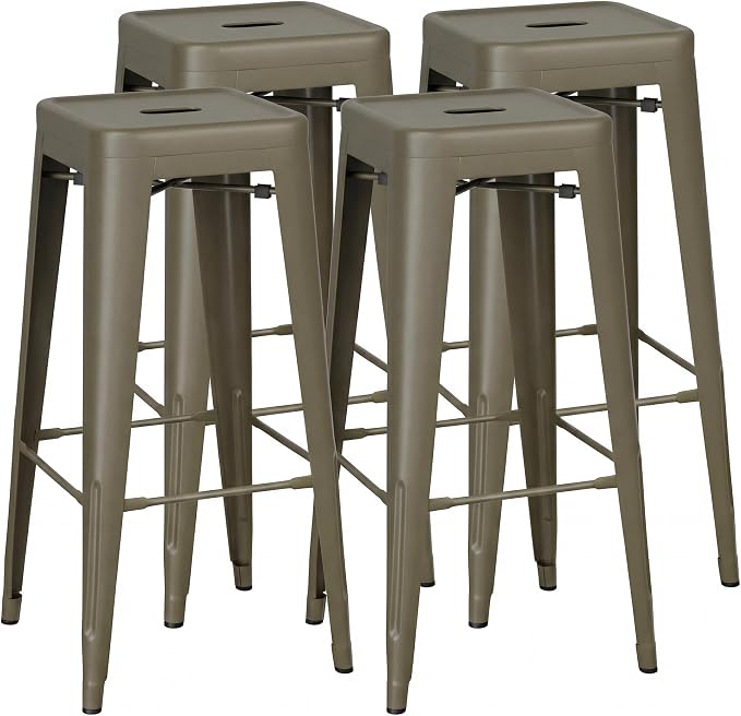 Shahoo 30 Inches Metal Bar Stools Counter Height Stackable Backless Stools by BuynowfromShahoo
