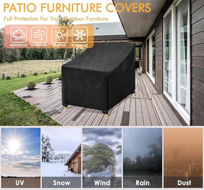 WLEAFJ Outdoor Adirondack Chair Covers Waterproof, Heavy Duty Patio Lounge Deep - Image 5