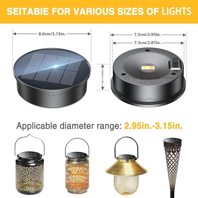 KOOPER Solar Light Replacement Top, 3.15 inch Replacement Solar Light Tops - Image 3