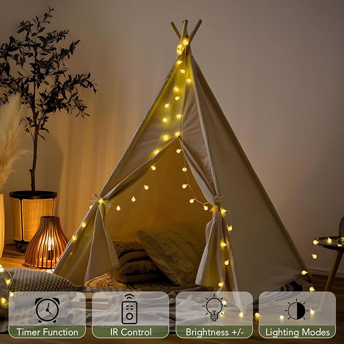 Metaku Globe String Lights Fairy Lights Battery Operated 16.4ft 50LED String - Image 3