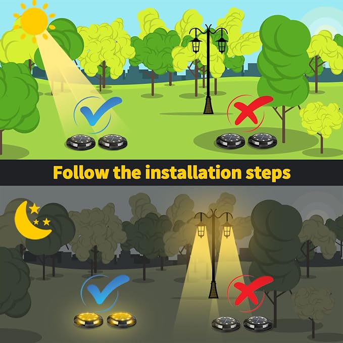 Solar Ground Lights Outdoor Waterproof, 8 Pack 12 LEDs Solar Garden Disk Lights - Image 9