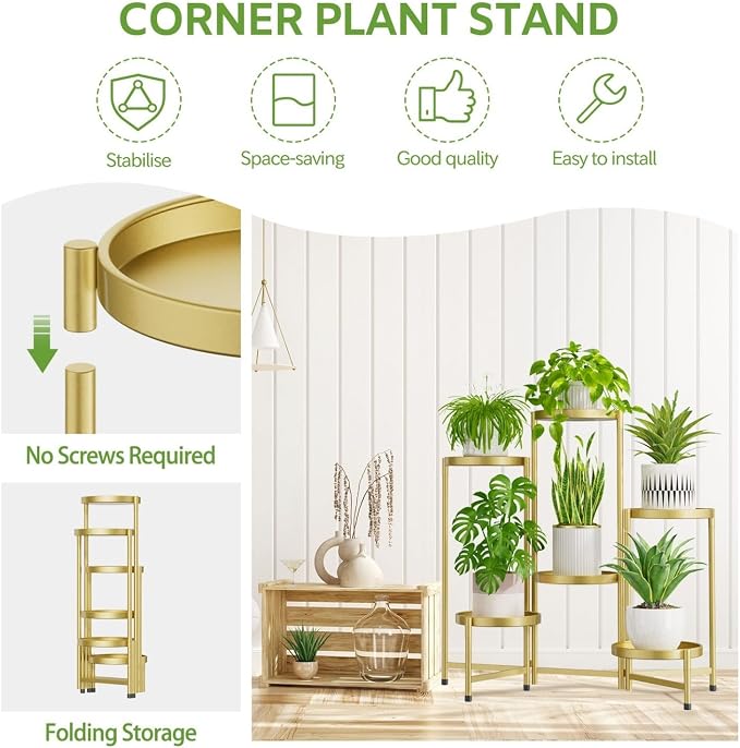 iDavosic.ly 6 Tier Large Plant Stand Indoor, 10 Inch Wide Tall Corner Metal - Image 5