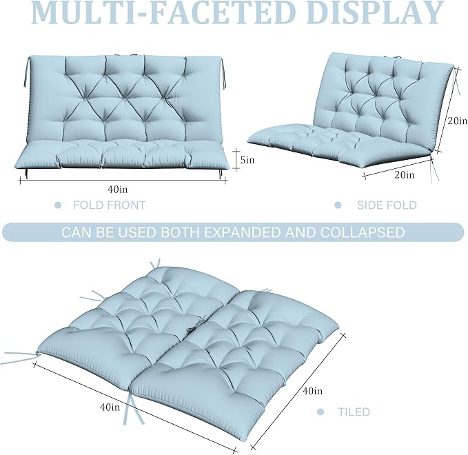 Porch Swing Cushion with Backrest, Waterproof Bench Cushion - Image 2