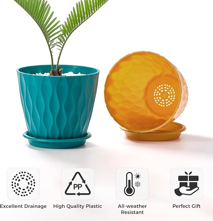 FaithLand 6-Pack 6-Inch Plastic Plant Pots - Image 2