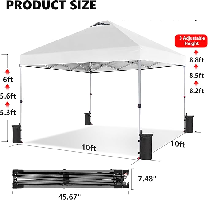 Sweetcrispy 10x10ft Pop Up Canopy Tent - Image 3