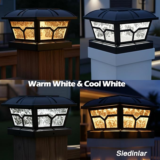 SIEDiNLAR Solar Post Cap Lights Outdoor 2 Color Modes 8 LEDs - Image 4