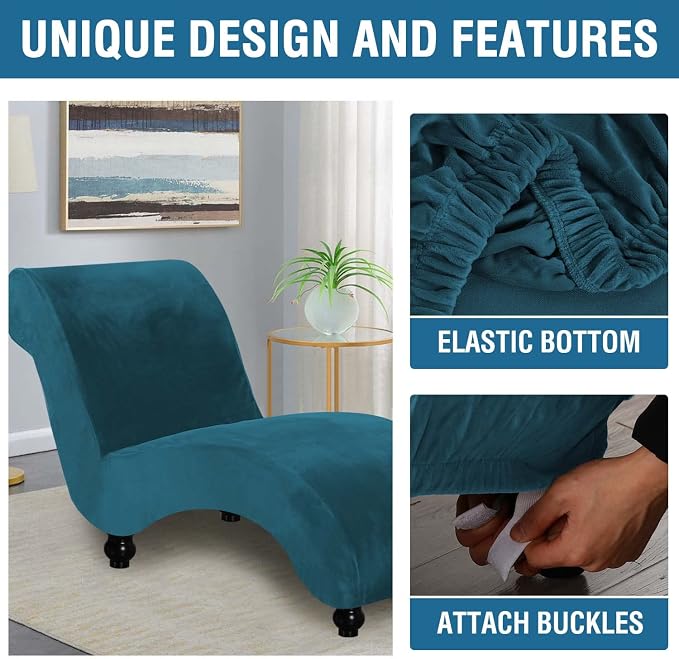 H.VERSAILTEX Chaise Lounge Cover Indoor Velvet Chaise Slipcover High Stretch - Image 4