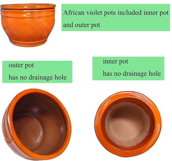 African Violet Pots Self Watering Round Ceramic Violet Pot - Image 4