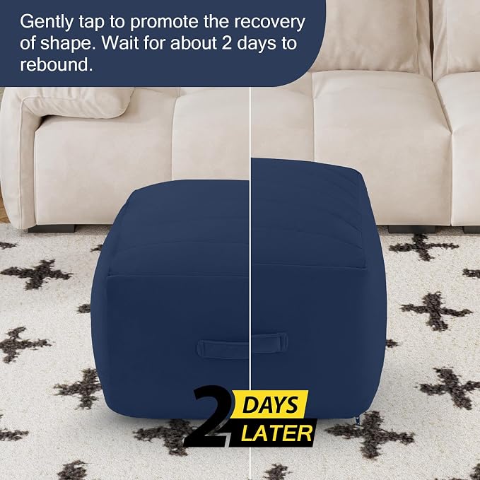 MeMoreCool Square Stuffed Pouf Ottoman Foot Rest, Floor Pouf Foot Stool - Image 8