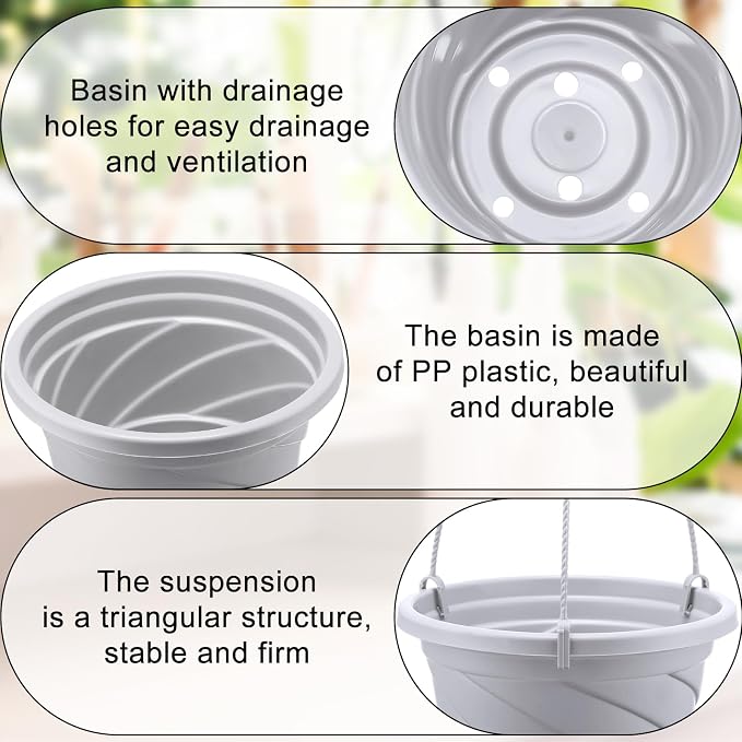 Tioncy 50 Pcs Plastic Hanging Planter Round Hanging Pot - Image 3