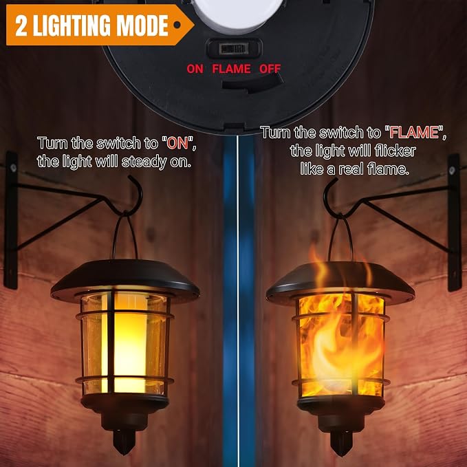 Dynaming Solar Flame Wall Lanterns, Outdoor Solar Wall Hanging Lights, - Image 5