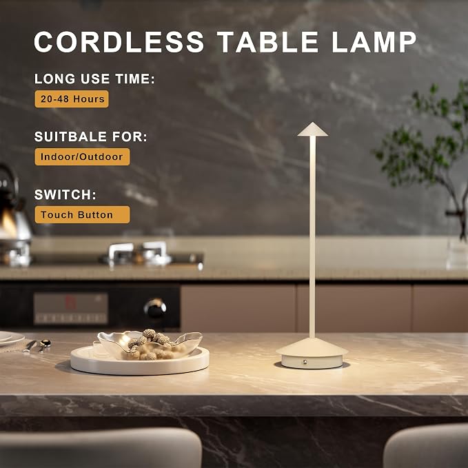 2-Pack 6000mAh Rechargeable Led Table Lamp Cordless, 3000K-6000K Stepless - Image 3