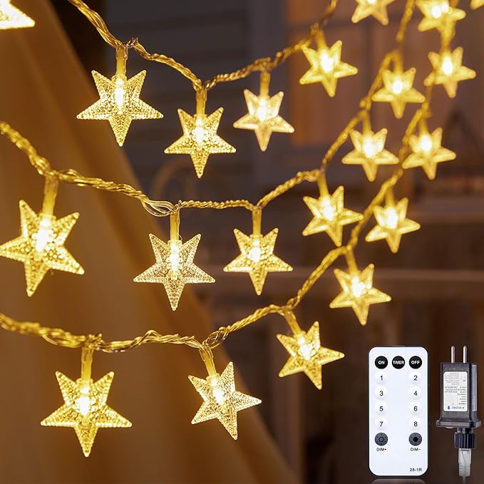Star String Lights Plug in - 33 ft 100 LED Star Fairy String Lights by Minetom