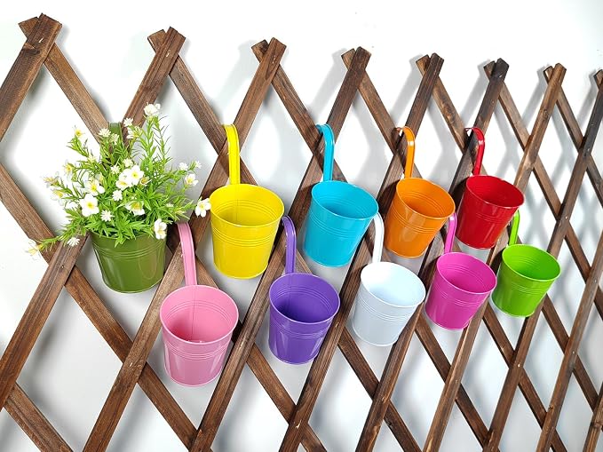 6 Inch Hanging Planters for Outdoor Plants, 10 Pack Metal Railing Planter - Image 2