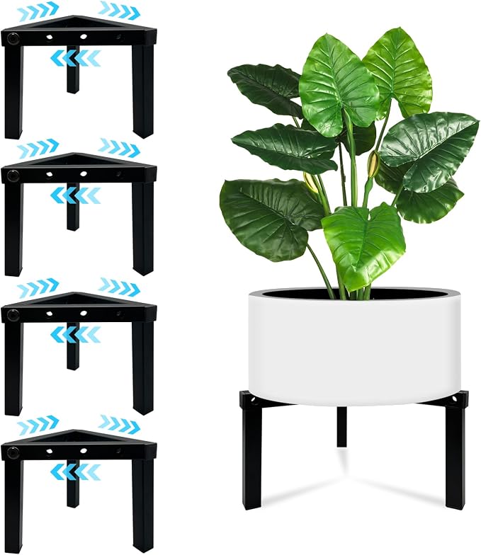 4 Pcs Three Legs Adjustable Metal Plant Stand by DDPow